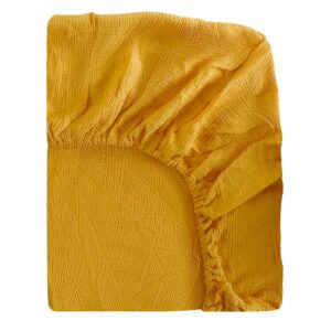 muslin cotton sheets neutral 28"x51"x10" soft and breathable comfort sheets for mattresses boys girls ( yellow )