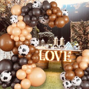 128 Pcs Cow Print Balloon Arch Kit, Brown Nude Tan Apricot Cow Balloon Arch Garland Kit Different Sizes, Latex Balloons Garland Kit for Farm Party Cowboy Party Dcorations Baby Shower Birthday Party