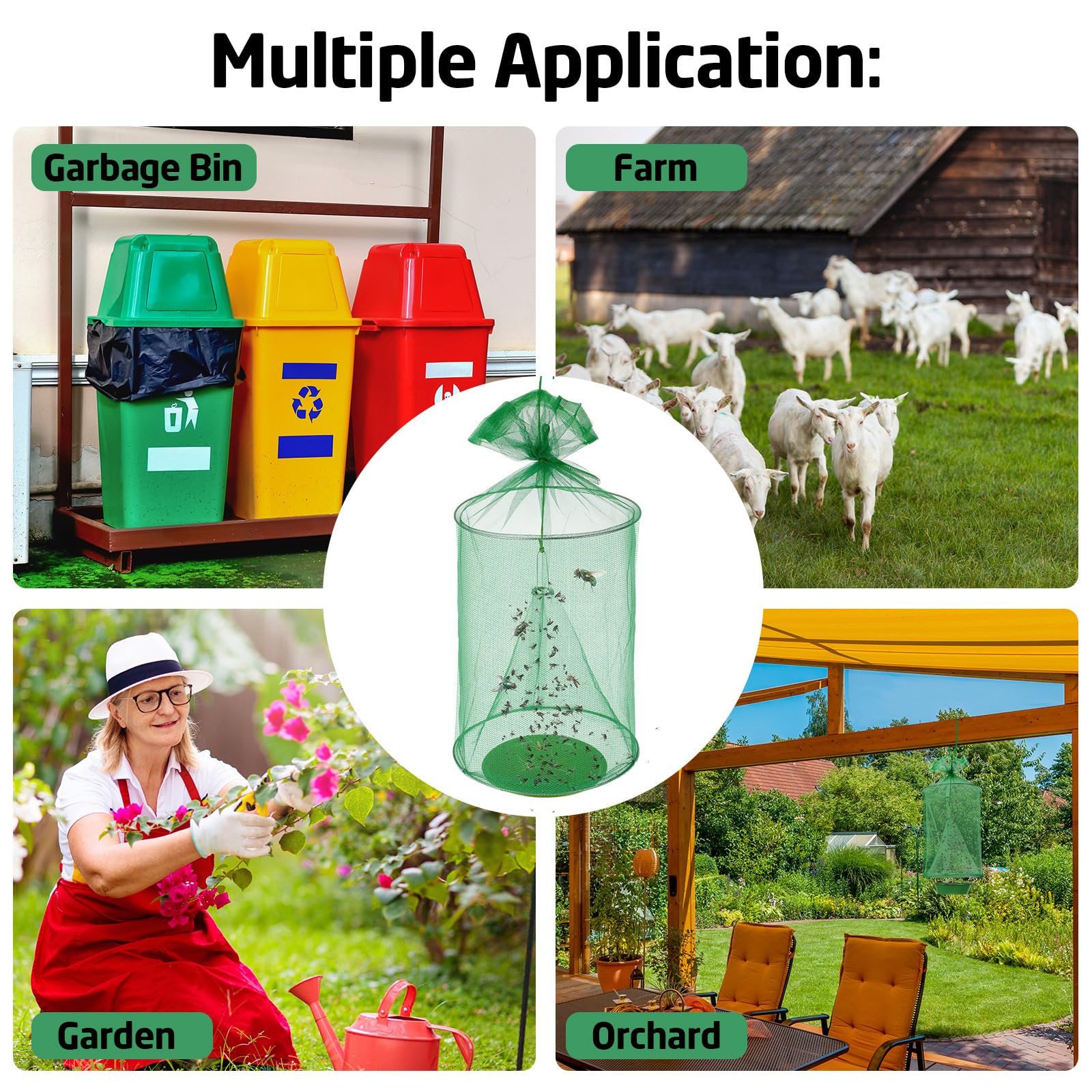 Qualirey 12 Pcs Ranch Fly Trap Outdoors Stable Fly Trap Reusable Horse Fly Traps Outdoor Hanging Pest Fly Trap Fly Catcher Cage with Pots Flay for Farm Orchard Restaurants