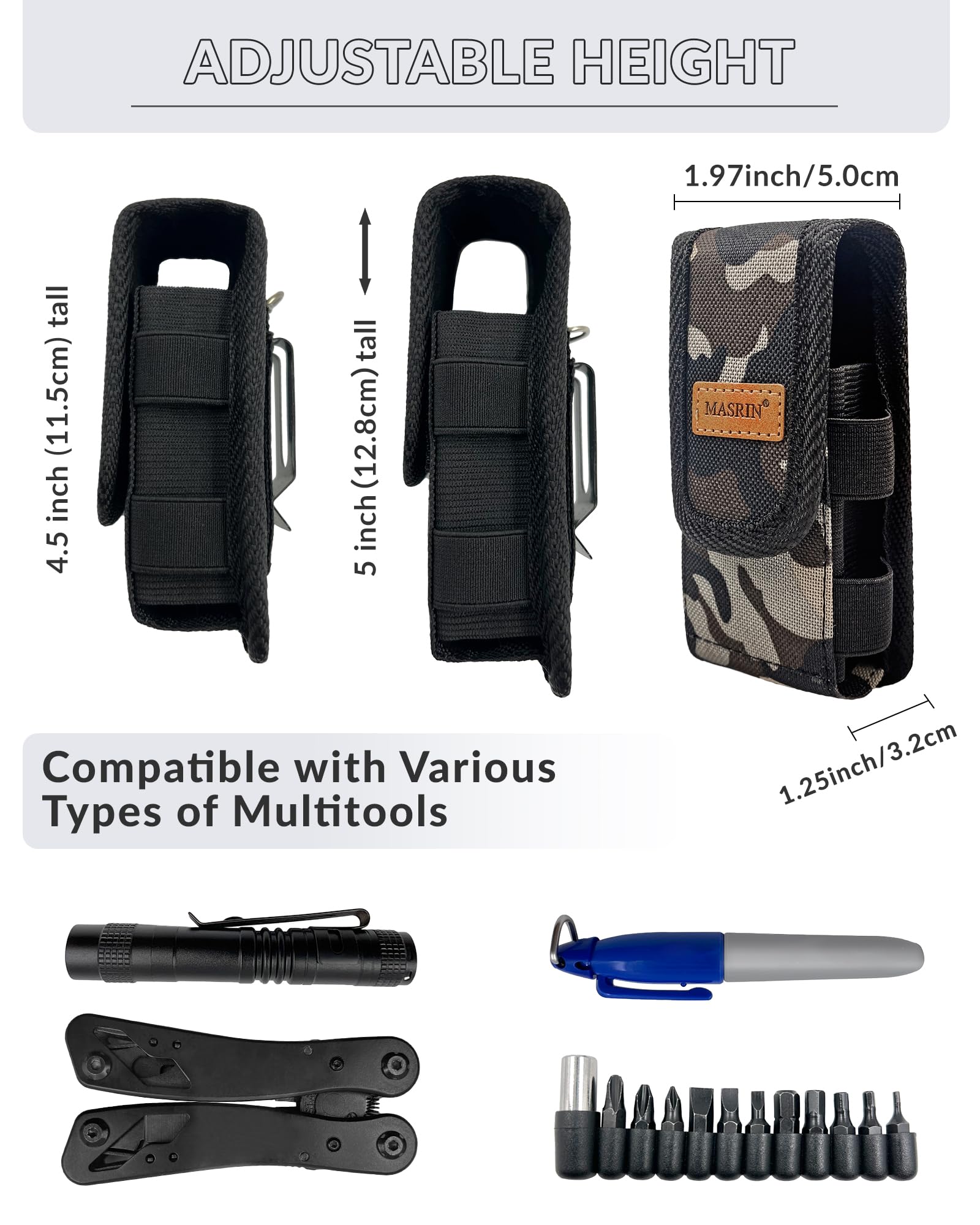 Multitool Sheath-Multi Tool Pouch,Multi Tool Sheath for Belt,Multitool Case,Pocket Knife Belt Holder,Small Tool Pouch Compatible with Multitool Accessories with Leather Logo and Belt Clip for Man