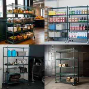 APLSS NSF 4-Tier Green-Epoxy Storage Shelves, 18"x48"x63", Moist&Dry Enviroments, Commercial Heavy Duty Steel Wire Shelving Unit with Wheels, Walk-in Cooler&Freezer Dishroom Kitchen