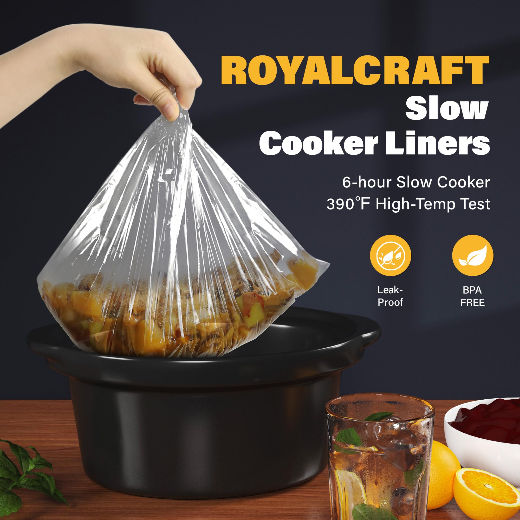 Royalcraft Slow Cooker with 10 Cooking Liners, 3 in 1 Buffet Servers Dips Pot, Food Warmers for Parties with 3 Spoons, Lid Rests, Removable Oval Ceramic Pots, Total 4.5QT Grey