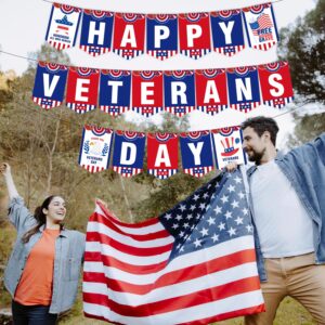 Happy Veterans Day Banner, No-DIY Veterans Day Decorations, Veterans Day Banner for Indoor Outdoor Veterans Day Party, Veterans Day Decor, Patriotic Decorations