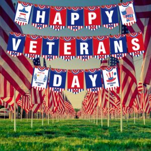 Happy Veterans Day Banner, No-DIY Veterans Day Decorations, Veterans Day Banner for Indoor Outdoor Veterans Day Party, Veterans Day Decor, Patriotic Decorations