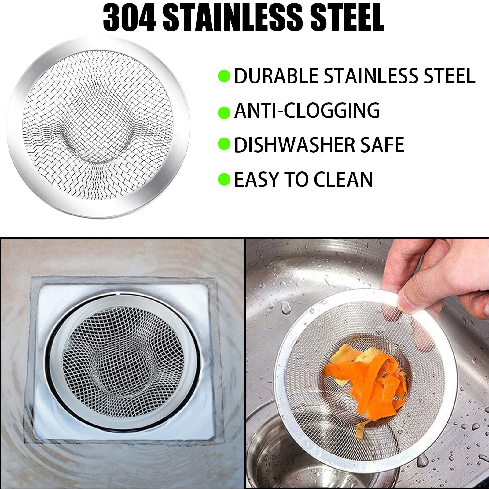 LUNKUIVY 100 PCS Sink Strainer, Stainless Steel Filter Trap 2.76 Inch Metal Sink Strainer Utility Sinks for Kitchen, Bathrooms, Shower Drains