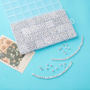 1400pcs Letter Beads, 4x7 mm Acrylic Alphabet Beads, Beads for Jewelry and Bracelet Making, in 28 Grid Box (White and Black)