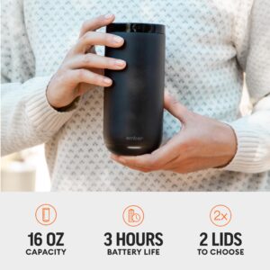 Ember Tumbler, Temperature Control Travel Mug, Stainless Steel, App-Controlled Heated Coffee Mug with 3-Hour Battery Life, Slate Black, 16 Oz