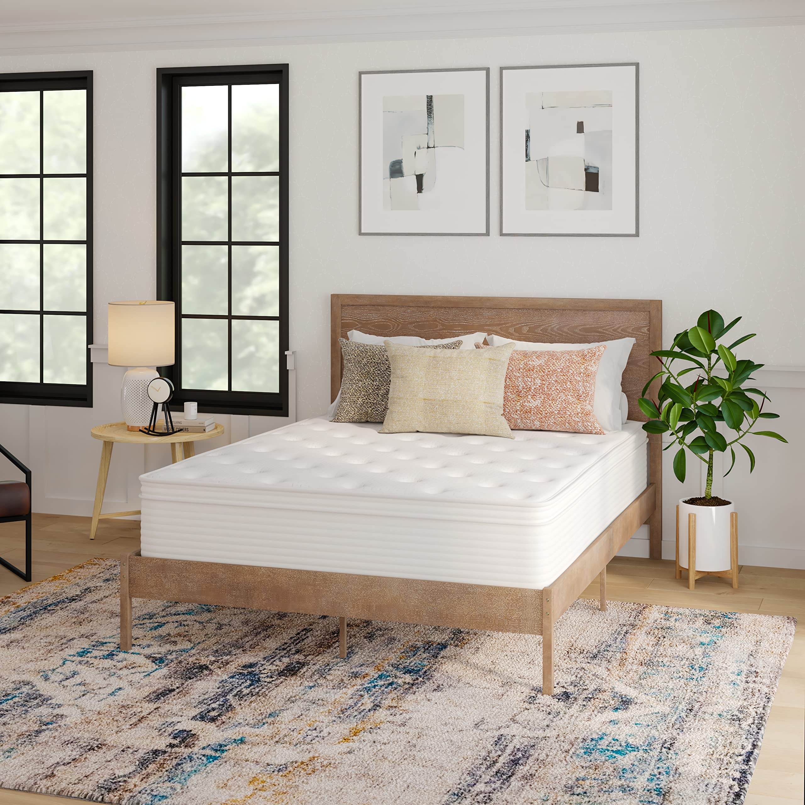 Taylor & Logan Verona Queen Size 14" Premium Comfort Euro Top Hybrid Pocket Spring and Memory Foam Mattress in a Box with Reinforced Edge Support