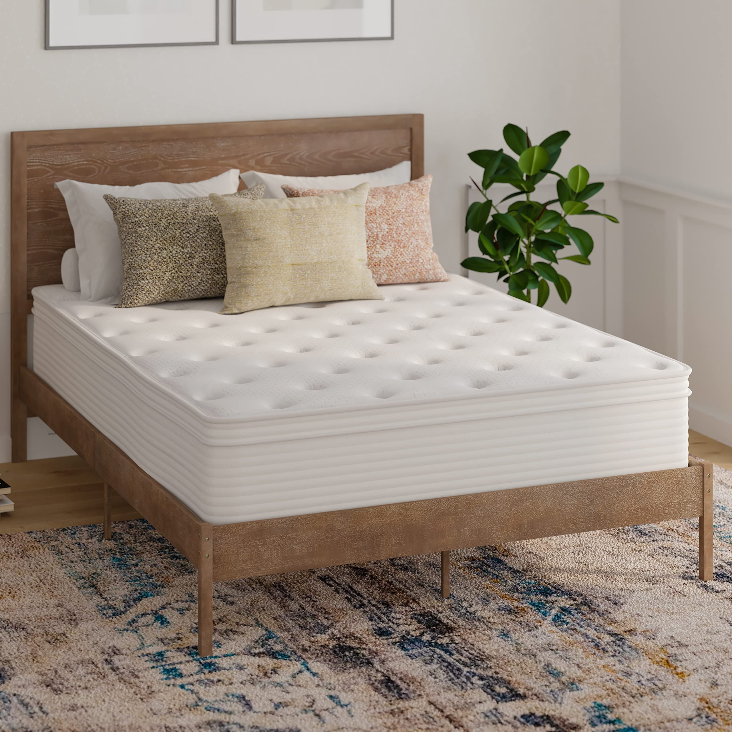 Taylor & Logan Verona Queen Size 14" Premium Comfort Euro Top Hybrid Pocket Spring and Memory Foam Mattress in a Box with Reinforced Edge Support