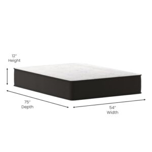 Flash Furniture Dream 12" Hybrid Spring and Foam Mattress in a Box, High Density Foam and Spring Hybrid Mattress, Full