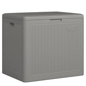 Suncast 22-Gallon Indoor/Outdoor Small Patio Deck Box, Plastic Storage Bin for Lawn, Garden, Garage, & Home Organization, Stoney