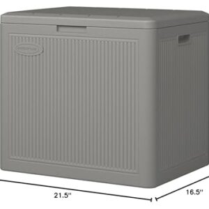 Suncast 22-Gallon Indoor/Outdoor Small Patio Deck Box, Plastic Storage Bin for Lawn, Garden, Garage, & Home Organization, Stoney