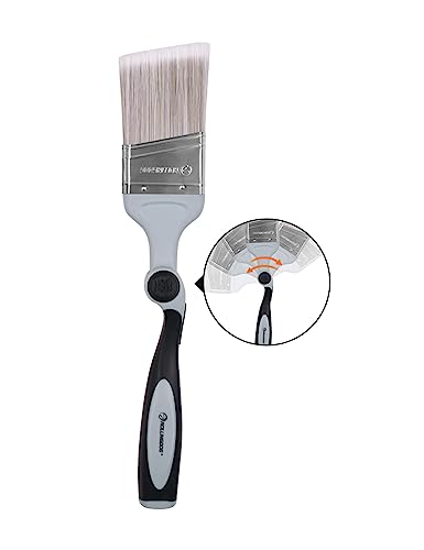 ROLLINGDOG 2.5Inch Paint Edger Brush - Extension Pole Angled Paint Brush for High Walls Ceiling,Stairwell Wall,Triming and Cutting in Painting