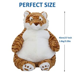 ronivia Tiger Weighted Stuffed Animals, 17" 3.5 lbs Weighted Tiger Plush Large Weighted Plush Animal Toy Pillow Gifts for Boys and Girls