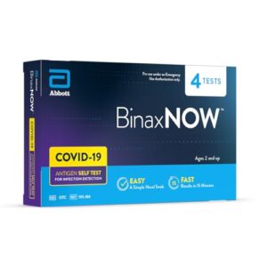 BinaxNOW COVID-19 Antigen Self Test, 1 Pack, 4 Tests Total, COVID Test With 15-Minute Results Without Sending to a Lab, Easy to Use at Home