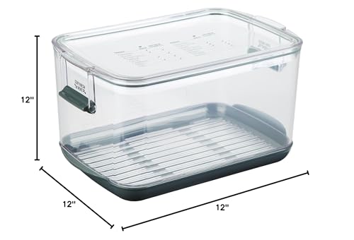 Progressive International Prepworks ProKeeper Food Fresh Produce Storage Container Set, 5- Piece, Clear Containers with Gray Sealed Tight Lids