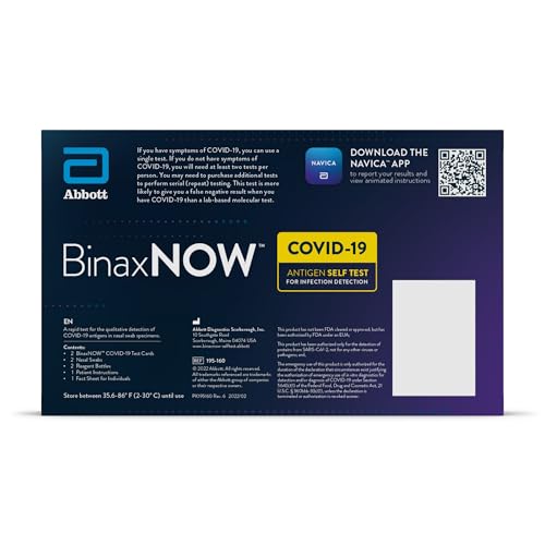 BinaxNOW COVID-19 Antigen Self Test, 1 Pack, 4 Tests Total, COVID Test With 15-Minute Results Without Sending to a Lab, Easy to Use at Home