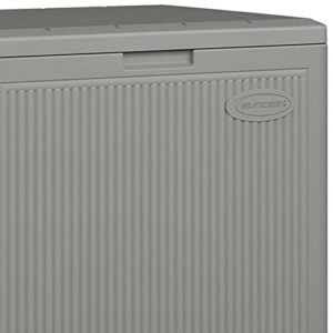 Suncast 22-Gallon Indoor/Outdoor Small Patio Deck Box, Plastic Storage Bin for Lawn, Garden, Garage, & Home Organization, Stoney