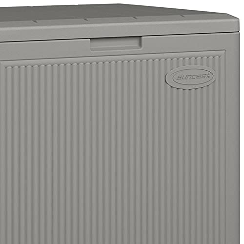 Suncast 22-Gallon Indoor/Outdoor Small Patio Deck Box, Plastic Storage Bin for Lawn, Garden, Garage, & Home Organization, Stoney