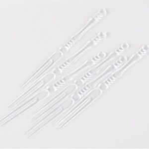 Ouliget Disposable Clear Plastic Fruit Forks,Mini Cake Forks,Tasting Appetizer Forks, Dessert Forks Party Supplies,4 Inches,80 Pieces.