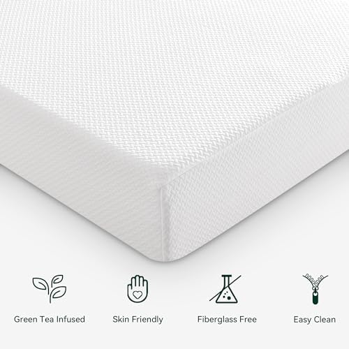 Vyfipt RV Mattress 10 Iinch Short King,Green Tea Medium Firm Memory Foam in a Box,Pressure Relief,CertiPUR-US Certified,Made USA,Campers/Trailers/Trucks Box (rv-10 Short Queen)