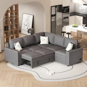 lumisol u shaped modular sectional sofa with wide chaise lounge, oversized modern sofa with solid wood legs support, upholstered fabric sofa for living room, office, spacious space