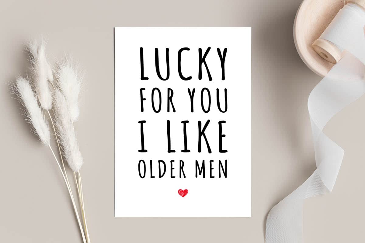 Emily gift Lucky For You - I Like Older Men - Happy Birthday Card - Card For Husband - Funny Birthday Card - Sarcastic Birthday Card