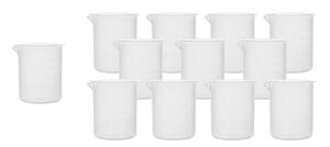 eisco plastic beakers, 500ml, pack of 12 - low form, molded graduations, tapered spout - autoclavable & microwavable polypropylene