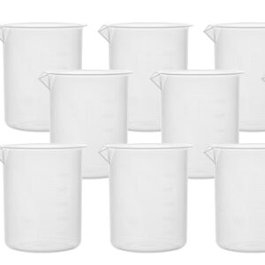 EISCO Plastic Beakers, 500mL, Pack of 12 - Low Form, Molded Graduations, Tapered Spout - Autoclavable & Microwavable Polypropylene