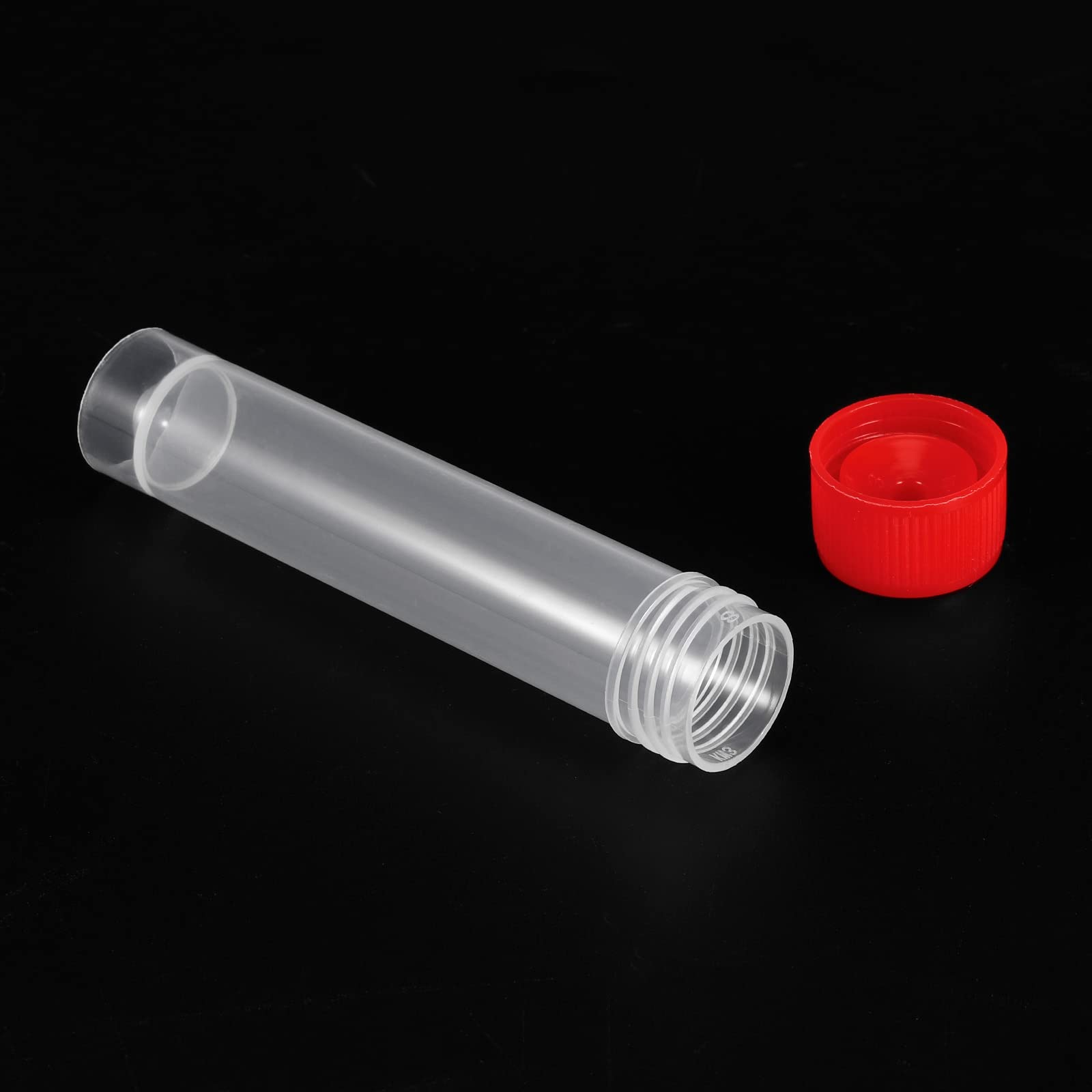 PATIKIL 20mL Plastic Test Tubes, 20 Pack Frozen Test Tube Vial Container Storage Screw Cap for Lab Laboratory Science, Red Clear