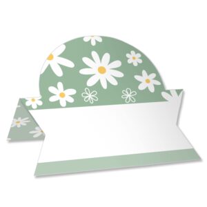 big dot of happiness sage green daisy flowers - floral party tent buffet card - table setting name place cards - set of 24