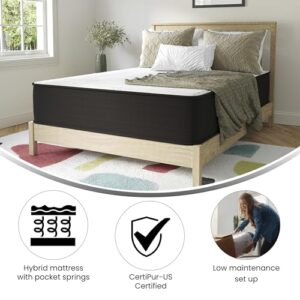 Flash Furniture Dream 12" Hybrid Spring and Foam Mattress in a Box, High Density Foam and Spring Hybrid Mattress, Full