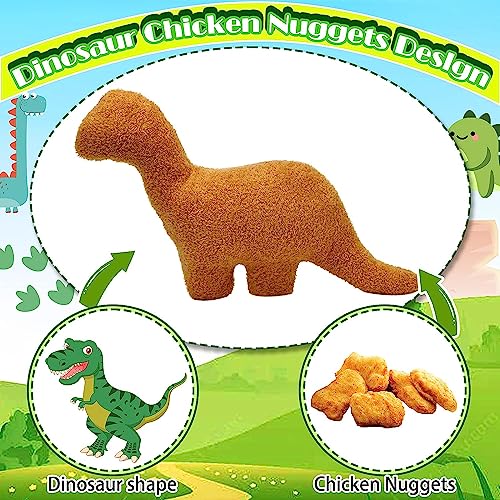 Wlevzzor Dino Nugget Pillow, Get Roaring Large Dino Chicken Nugget Plush Pillow - Perfect for Dinosaur Lovers, Birthday Gifts, and Party Decorations (Dinosaur-A)