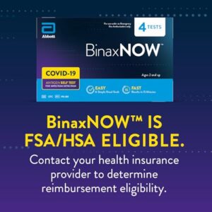 BinaxNOW COVID-19 Antigen Self Test, 1 Pack, 4 Tests Total, COVID Test With 15-Minute Results Without Sending to a Lab, Easy to Use at Home