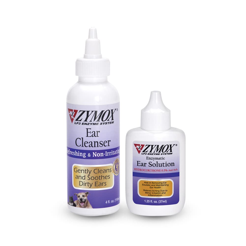 PET KING BRANDS Zymox Ear Solution w/ .5% hydrocortisone and Cleanser Bundle