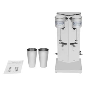 Double Heads Milkshake Maker Machine Commercial Electric Smoothie Blender Stainless Steel, Electric Smoothie Ice Cream Maker for Commercial and Home(180W)