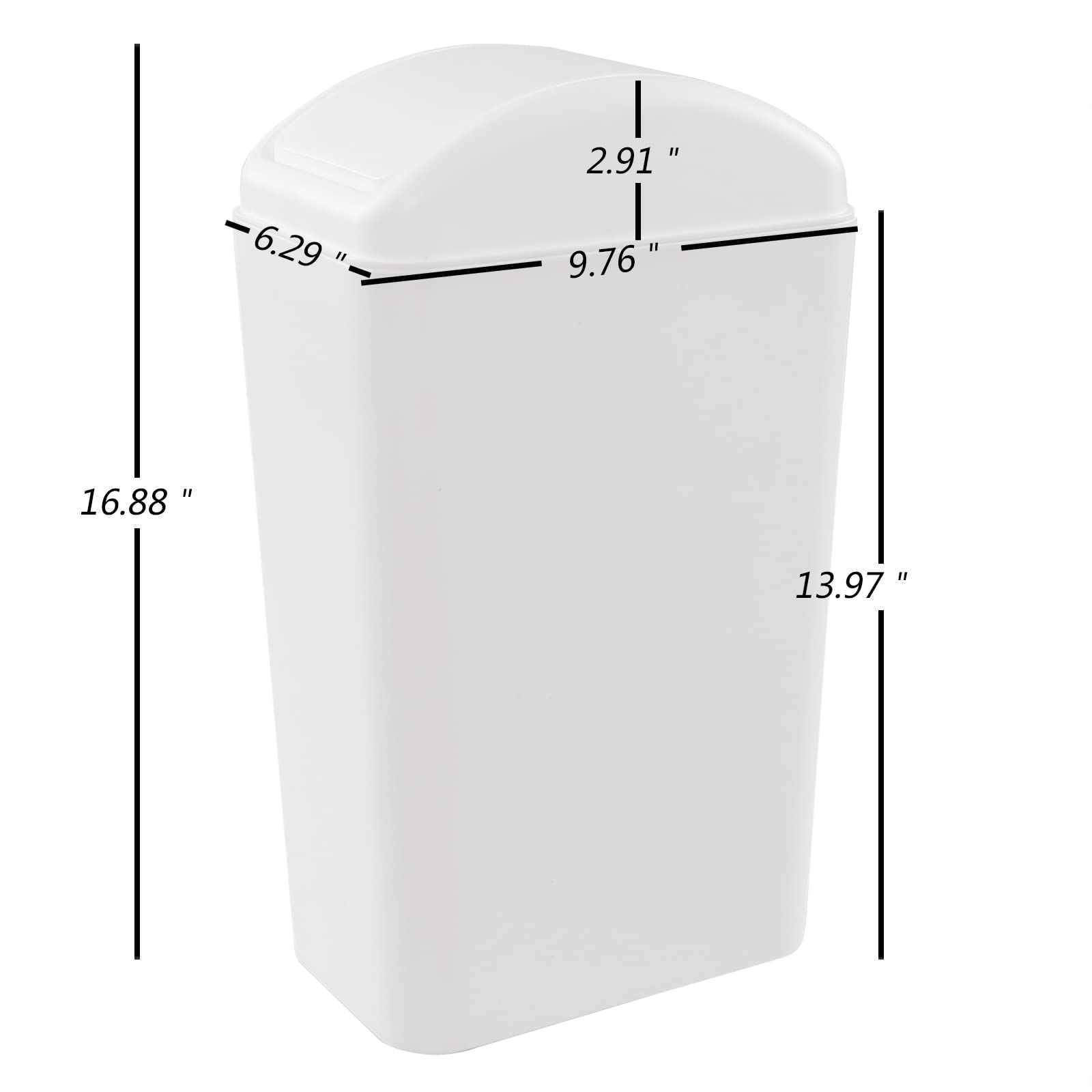 Esdiplot 3.5 Gallon Plastic Trash Can with Swing Top Lid, Slim Swing Lid Garbage Bin Wastebasket