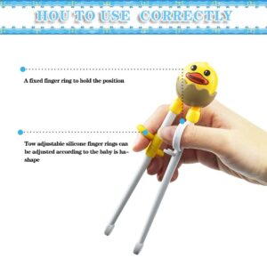 Quimoy 2 Pairs Kids Chopsticks, Training Chopsticks for Kids, Cute Animal Cartoon Design Chopsticks for Learning and Training -Yellow Tiger & Blue Elephant