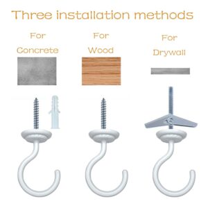 Lizntiate Ceiling Hook Large Swag Heavy Duty Hook with Hardware for Hanging Plants Ceiling Easy Installation Cavity Wall Dry Wall Indoor & Outdoor (2 Sets White)