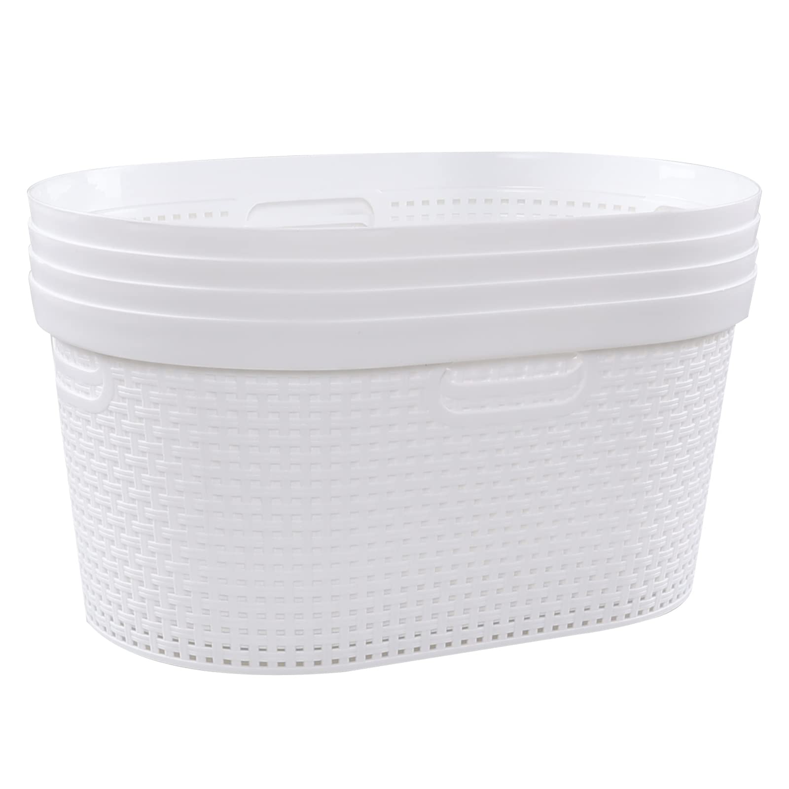 Vcansay 42 L Hip Hugger Laundry Basket, White Plastic Dirty Clothes Basket, 4-Pack