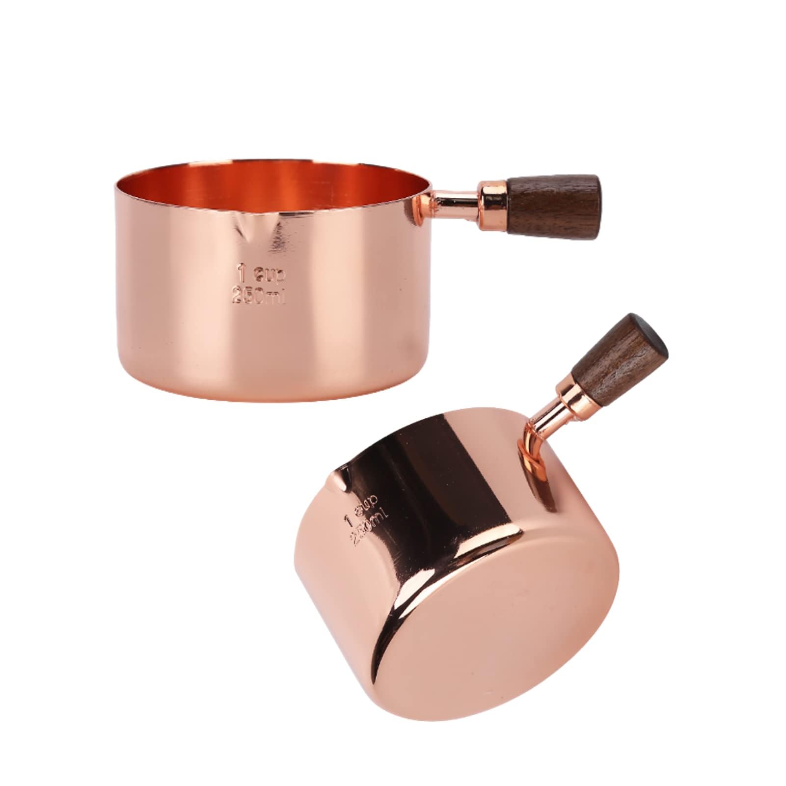 Small Saucepan with Pour Spout, 2PCS 5in Nonstick Sauce Pan with Wood Handle Stainless Steel Saucepan Pot Mini Saucepan Sauce Pot Milk Pot Soup Pan Tea Pan Induction Saucepan Small Pot for Home