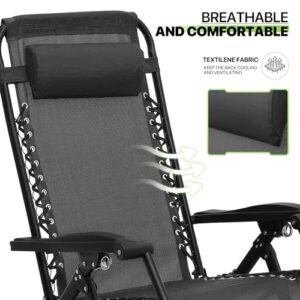 Magshion Outdoor Rocking Chairs 2 Pack Lounge Patio Rocking Chair Zero Gravity Outdoor Folding Recliner Foldable Lounge Chair for Patio Poolside and Camping, Support up to 330 lbs (Black)