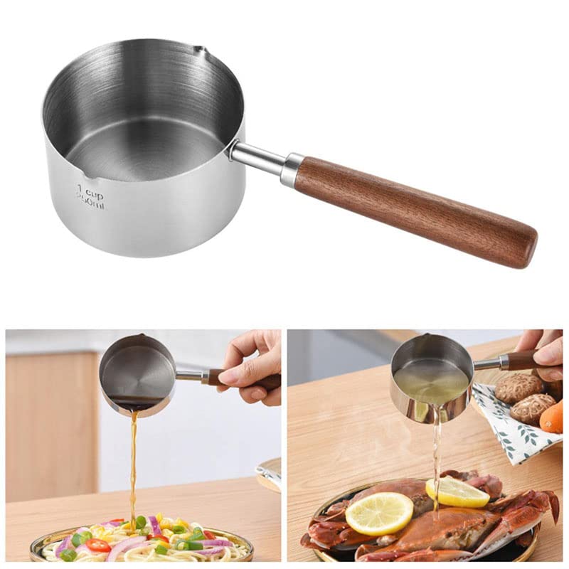 Stainless Steel Mini Frying Pan Household Hot Oil Pan Boiled Eggs Hot Chocolate Hot Milk Pot Household Multi-purpose Pot Milk Steaming Milk Frothing Latte Art Milk Warmer for Stove Top (250ML)