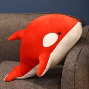 pangcangshu nice huggable big killer whale doll pillow whale orcinus orca black and white whale plush toy doll shark kids boys soft toy(red,95cm/37.4 inch)…