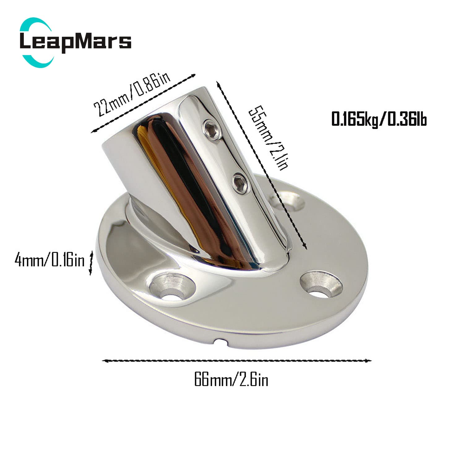 LeapMars Broom Handle Bracket,Multiple Mounting Options Broom Handle Threaded End,316 Stainless Steel Material Metal Brackets,Broom Head Bracket for 0.86/0.98in Wooden Handle (22MM/0.86IN)