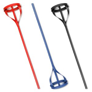 therwen 3 pieces paint stirrer for drill for 1 to 5 gallon buckets fits standard drills easy to clean paint mixer for drill cement mixing paddle for drill mortar mud grout (red,blue,black)