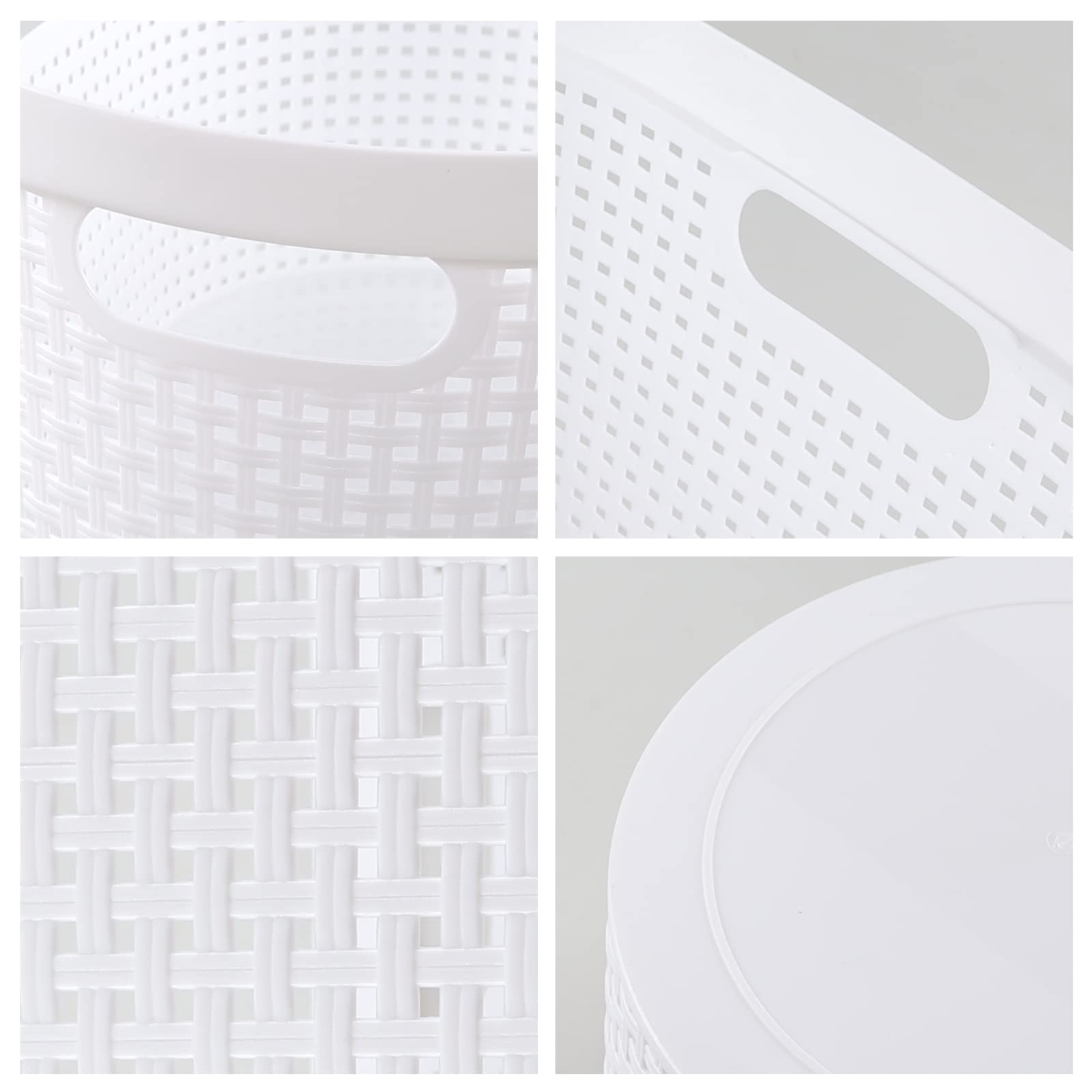 Vcansay 42 L Hip Hugger Laundry Basket, White Plastic Dirty Clothes Basket, 4-Pack