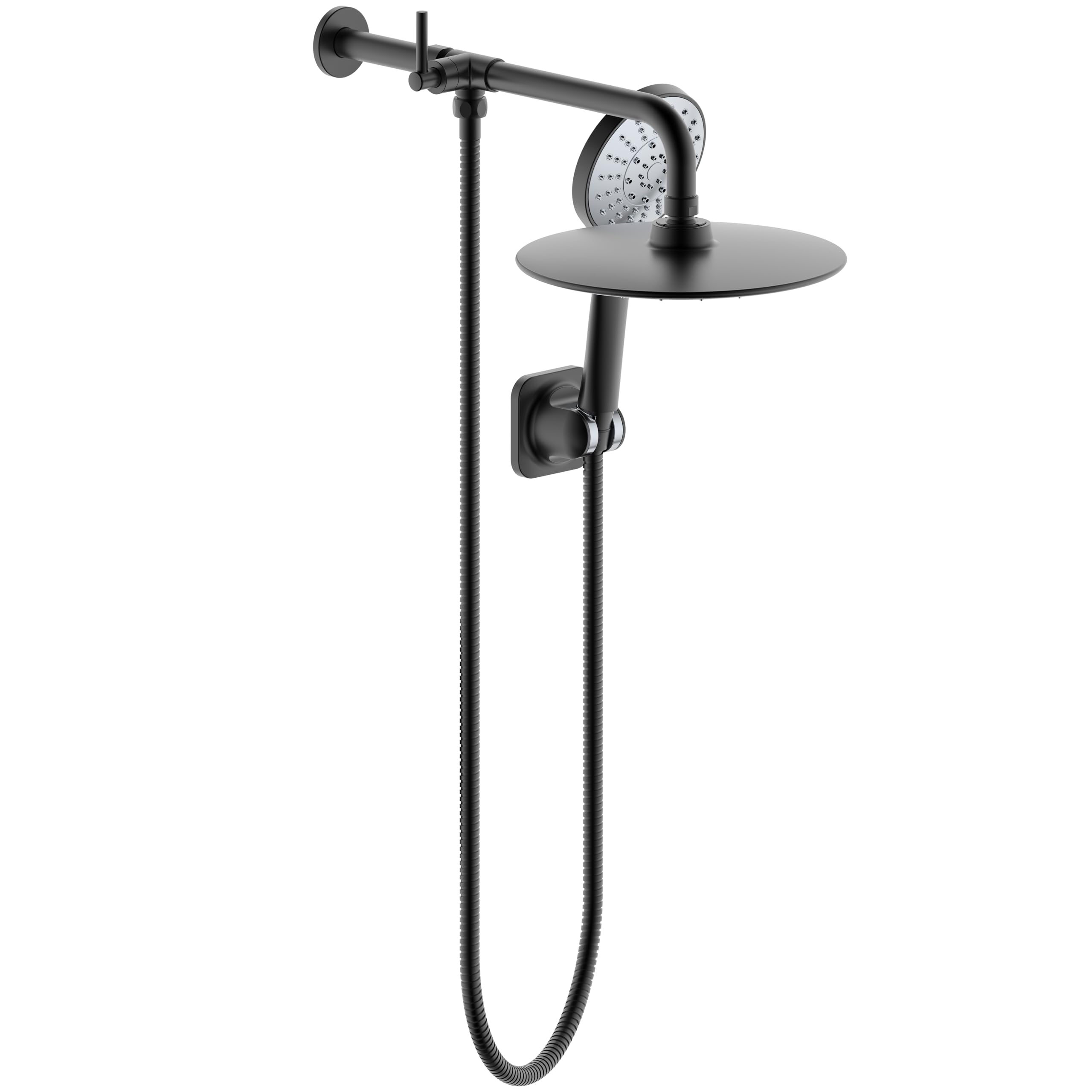 Derengge Shower combo,9 Inch Shower Head and Handheld Shower with Diverter Shower Arm,Matte Black Finished,SCA-0288-MT