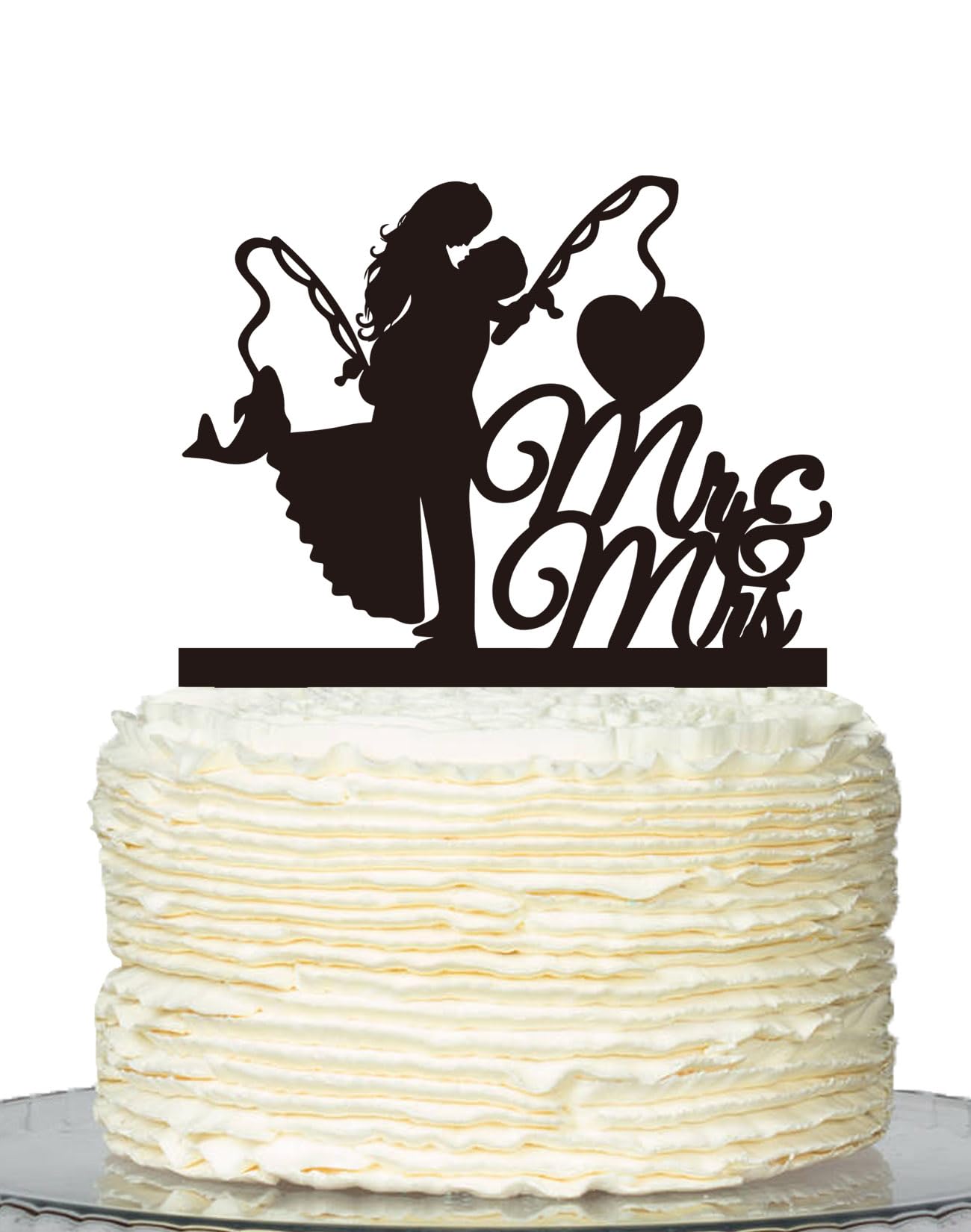 Fishing Wedding Cake Topper,Fishing Funny Mr & Mrs, Bride and Groom Wedding Party Decoration —Fishing