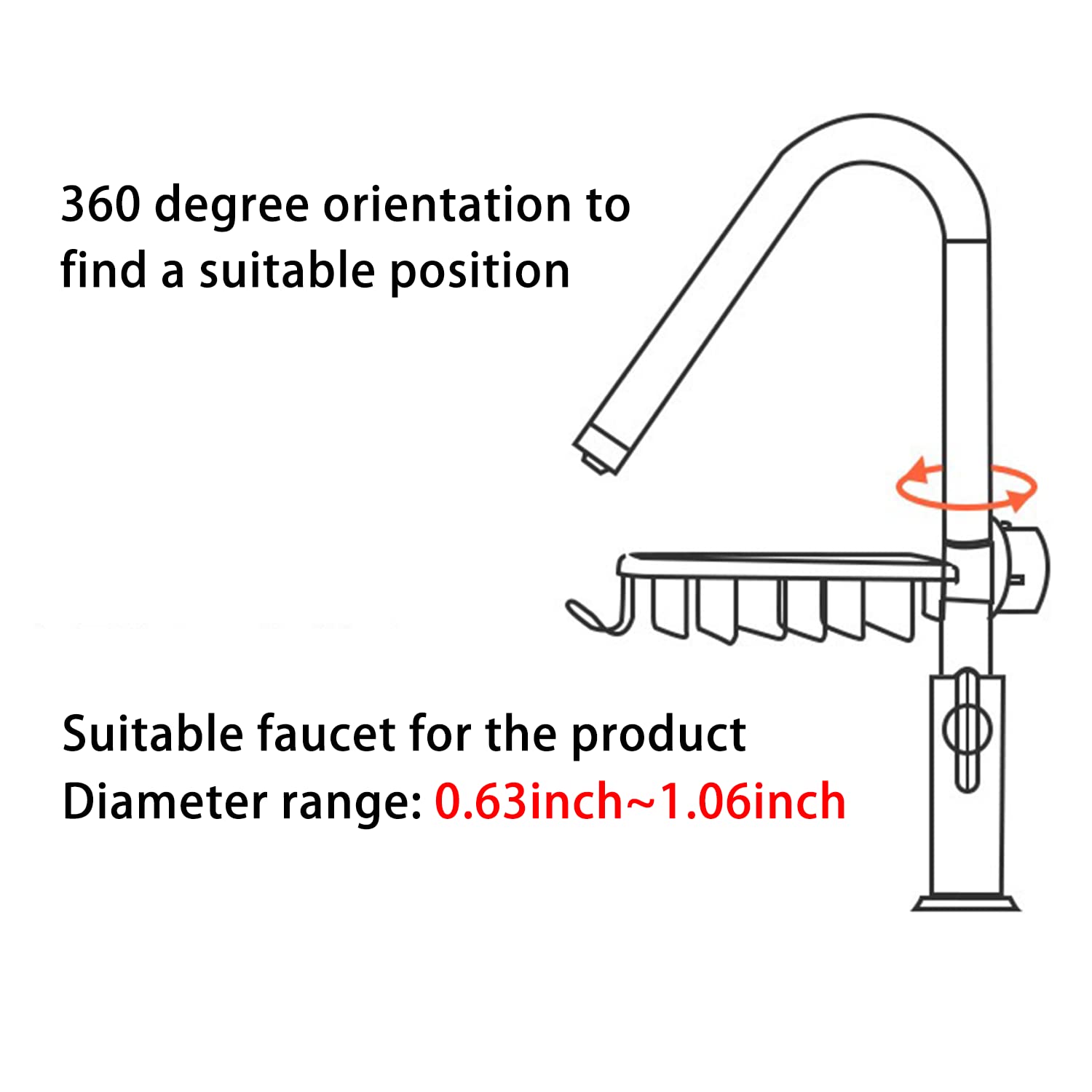 Tfulad Sponge Holder Over Faucet Kitchen Sink Caddy Organizer, Stainless Steel Faucet Rack for Soap, Shampoo, Shower Caddy Shelf，Scrubbers